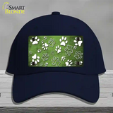 Lime Green White Paw Oil Rubbed Novelty License Plate Hat Cotton / Navy