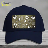 Gold White Paw Oil Rubbed Novelty License Plate Hat Cotton / Navy