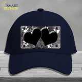 Paw Heart Black White Novelty License Plate Hat Cotton / Navy