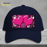 Paw Heart Pink White Novelty License Plate Hat Cotton / Navy