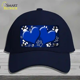 Paw Heart Blue White Novelty License Plate Hat Cotton / Navy