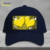 Paw Heart Yellow White Novelty License Plate Hat Cotton / Navy