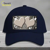 Paw Heart Tan White Novelty License Plate Hat Cotton / Navy