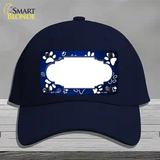 Paw Scallop Blue White Novelty License Plate Hat Cotton / Navy