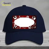 Paw Scallop Red White Novelty License Plate Hat Cotton / Navy