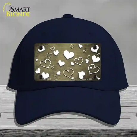 Gold White Love Oil Rubbed Novelty License Plate Hat Cotton / Navy