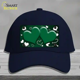 Green White Love Hearts Oil Rubbed Novelty License Plate Hat Cotton / Navy