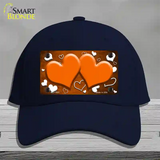 Orange White Love Hearts Oil Rubbed Novelty License Plate Hat Cotton / Navy