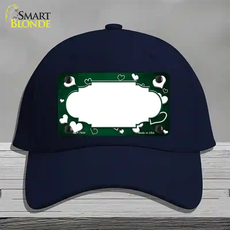 Green White Love Scallop Oil Rubbed Novelty License Plate Hat Cotton / Navy