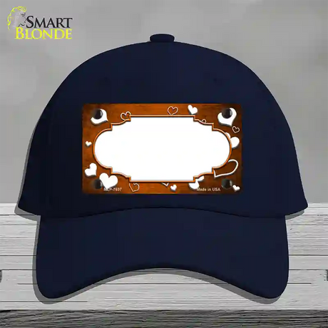 Orange White Love Scallop Oil Rubbed Novelty License Plate Hat Cotton / Navy