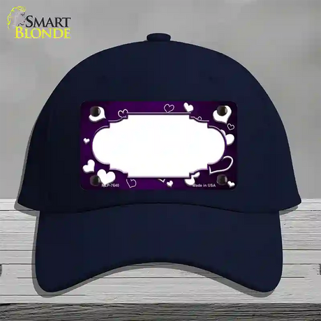 Purple White Love Scallop Oil Rubbed Novelty License Plate Hat Cotton / Navy