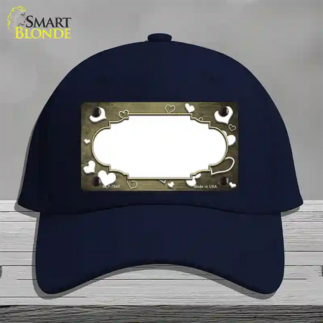 Gold White Love Scallop Oil Rubbed Novelty License Plate Hat Cotton / Navy