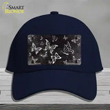 Black White Butterfly Oil Rubbed Novelty License Plate Hat Cotton / Navy