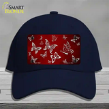 Red White Butterfly Oil Rubbed Novelty License Plate Hat Cotton / Navy