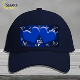 Blue White Hearts Butterfly Oil Rubbed Novelty License Plate Hat Cotton / Navy