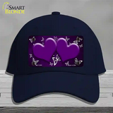 Purple White Hearts Butterfly Oil Rubbed Novelty License Plate Hat Cotton / Navy