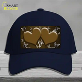 Brown White Hearts Butterfly Oil Rubbed Novelty License Plate Hat Cotton / Navy