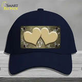 Gold White Hearts Butterfly Oil Rubbed Novelty License Plate Hat Cotton / Navy