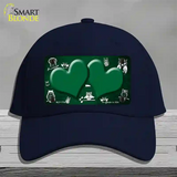 Green White Owl Hearts Oil Rubbed Novelty License Plate Hat Cotton / Navy