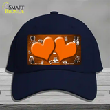 Orange White Owl Hearts Oil Rubbed Novelty License Plate Hat Cotton / Navy