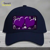 Purple White Owl Hearts Oil Rubbed Novelty License Plate Hat Cotton / Navy