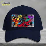 Black White Splatter Oil Rubbed Novelty License Plate Hat Cotton / Navy