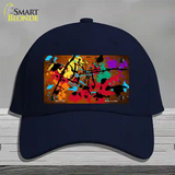 Orange Splatter Oil Rubbed Novelty License Plate Hat Cotton / Navy