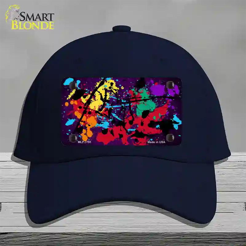 Purple Splatter Oil Rubbed Novelty License Plate Hat Cotton / Navy