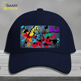 Light Blue Splatter Oil Rubbed Novelty License Plate Hat Cotton / Navy