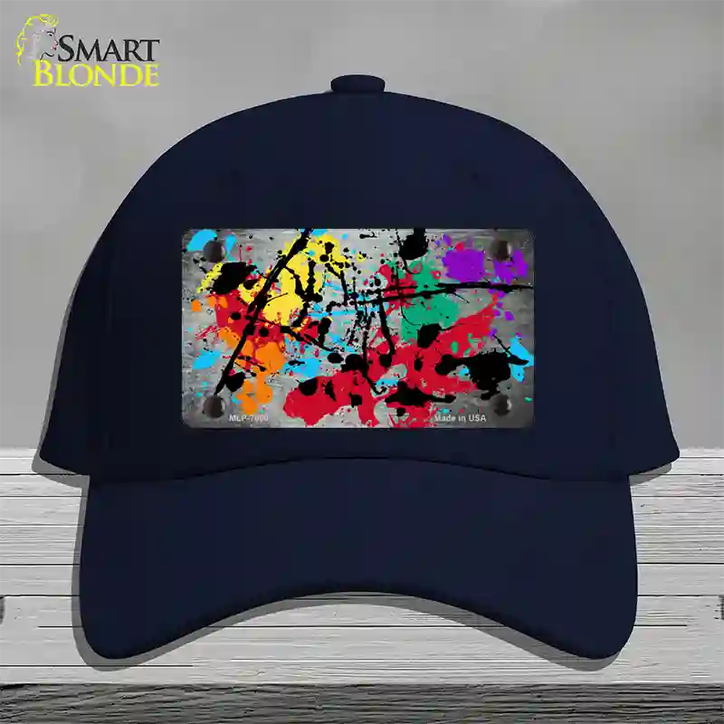 White Splatter Oil Rubbed Novelty License Plate Hat Cotton / Navy