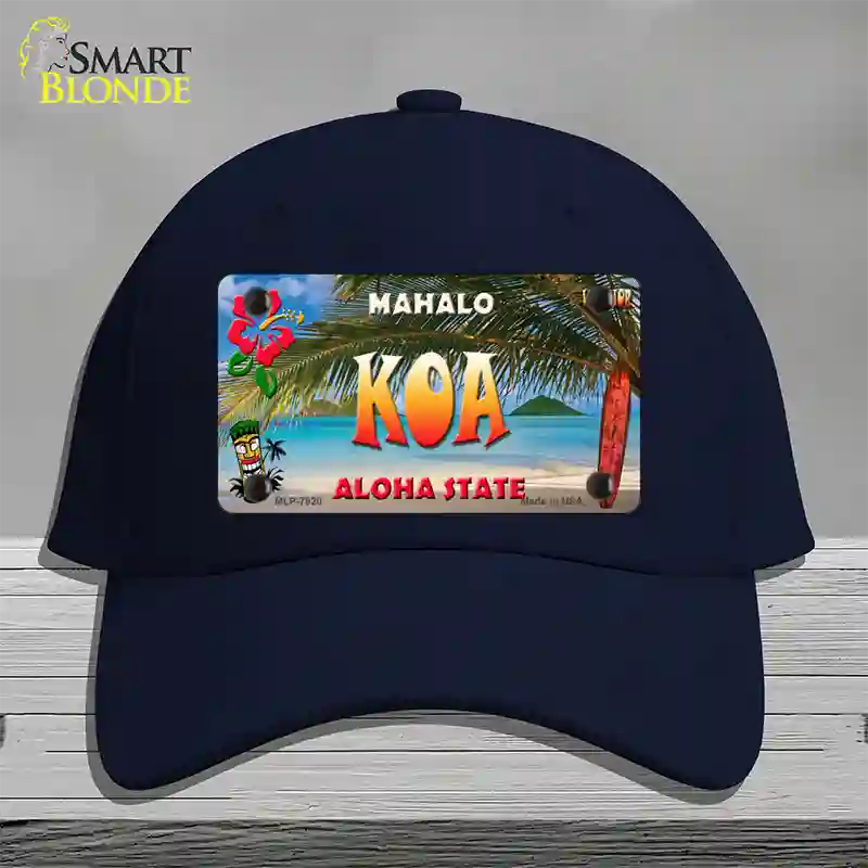 Koa Hawaii State Novelty License Plate Hat Cotton / Navy