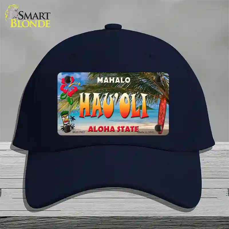 Hau oli Hawaii State Novelty License Plate Hat Cotton / Navy