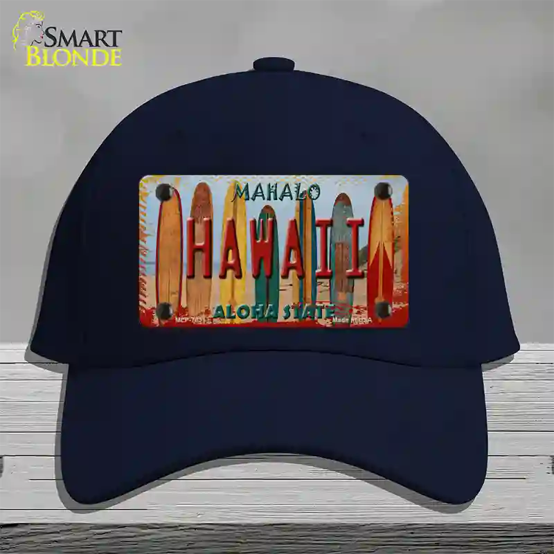 Hawaii Surfboards State Novelty License Plate Hat Cotton / Navy