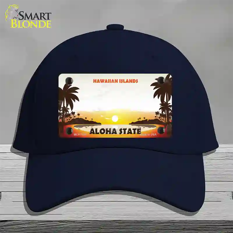 Hawaiian Islands Hawaii Blank State Novelty License Plate Hat Cotton / Navy