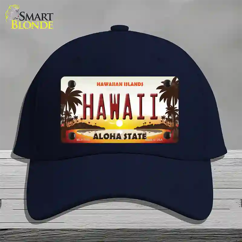 Hawaii Hawaiian Islands Novelty License Plate Hat Cotton / Navy