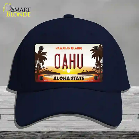 Oahu Hawaiian Islands Novelty License Plate Hat Cotton / Navy