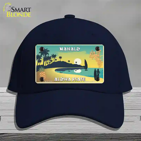 Mahalo Pineapple Hawaii Blank State Novelty License Plate Hat Cotton / Navy