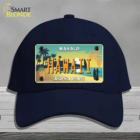 Hawaii Pineapple Novelty License Plate Hat Cotton / Navy