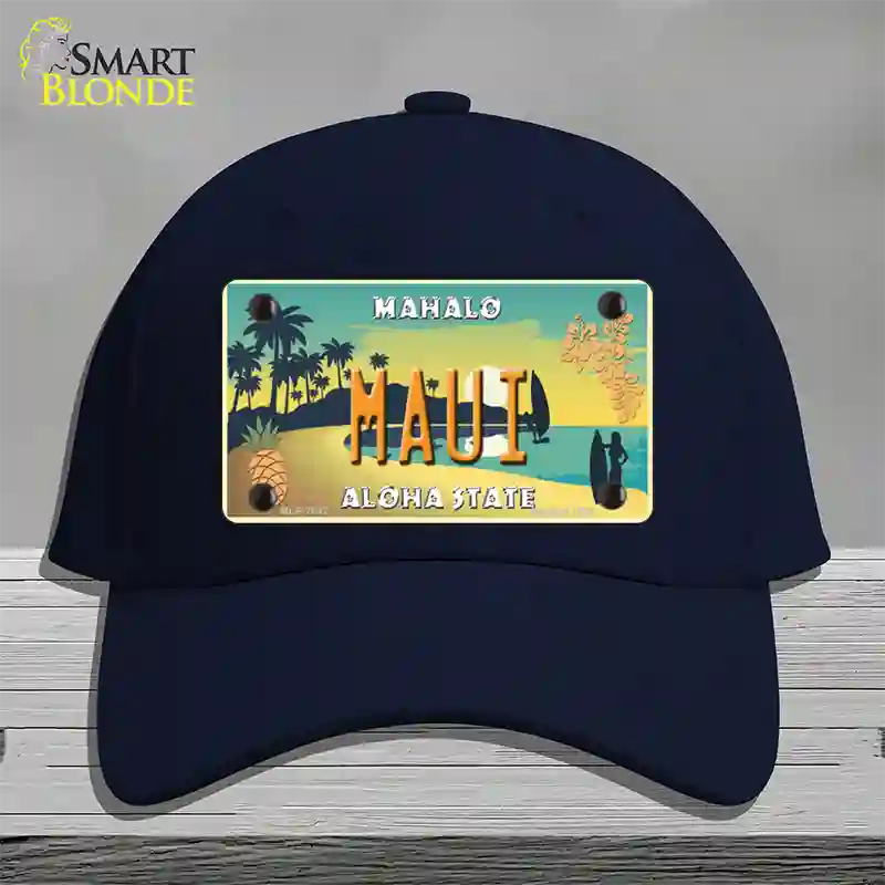 Maui Hawaii Pineapple Novelty License Plate Hat Cotton / Navy