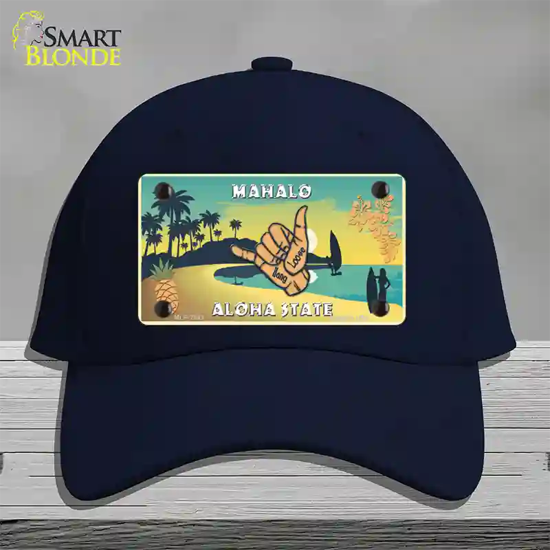 Hang Loose Hawaii Pineapple Novelty License Plate Hat Cotton / Navy