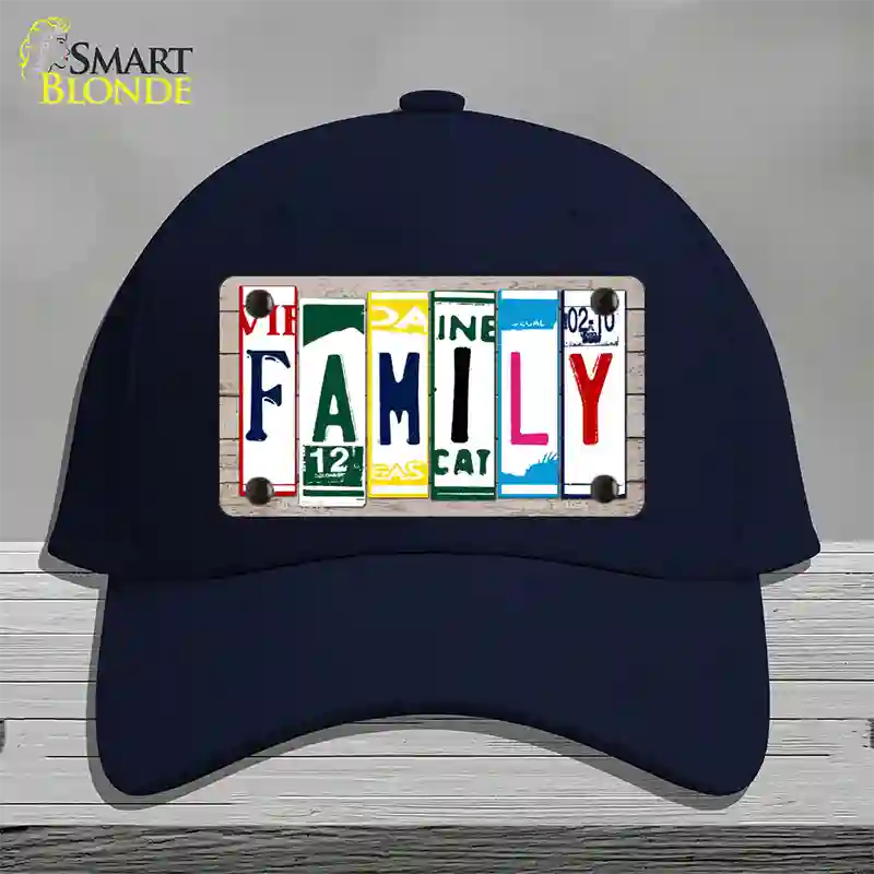 Family License Plate Art Wood Novelty License Plate Hat Cotton / Navy