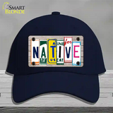 Native License Plate Art Wood Novelty License Plate Hat Cotton / Navy