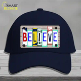 Believe License Plate Art Wood Novelty License Plate Hat Cotton / Navy