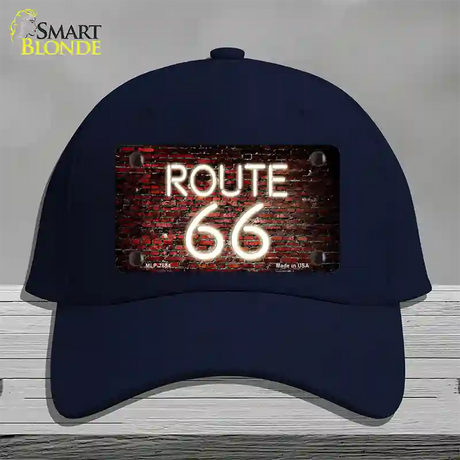 Route 66 Neon Brick Novelty License Plate Hat Cotton / Navy