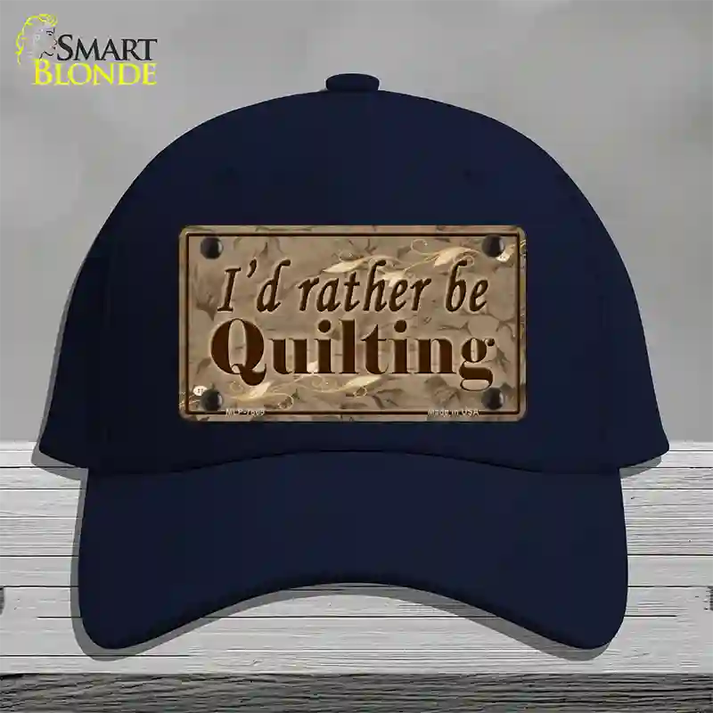 Id Rather Be Quilting Novelty License Plate Hat Cotton / Navy