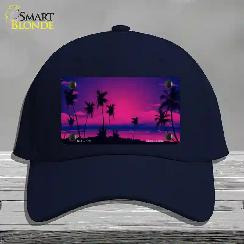 Sunset Pink Novelty License Plate Hat Cotton / Navy