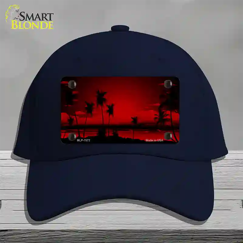 Sunset Red Novelty License Plate Hat Cotton / Navy