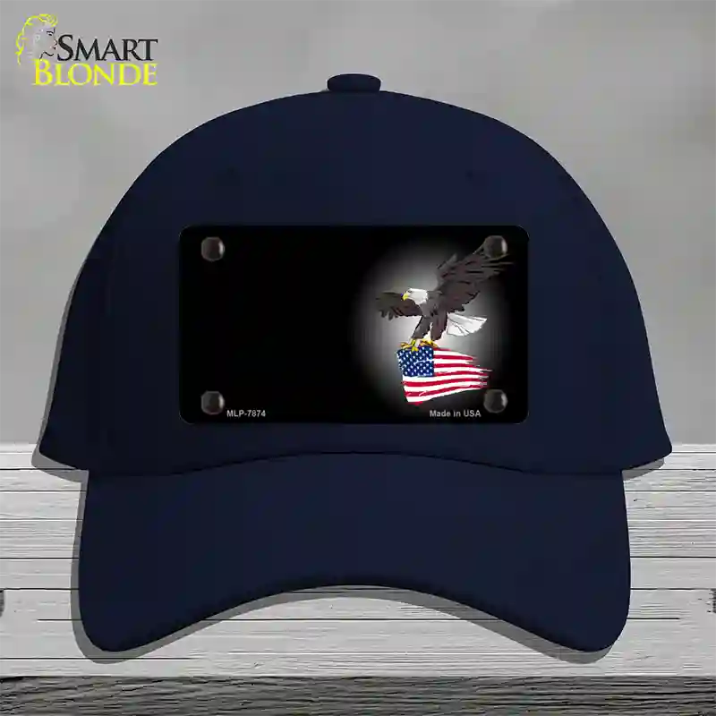 Eagle Flag Offset Novelty License Plate Hat Cotton / Navy