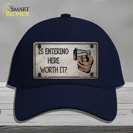 Entering Worth It Novelty License Plate Hat Cotton / Navy