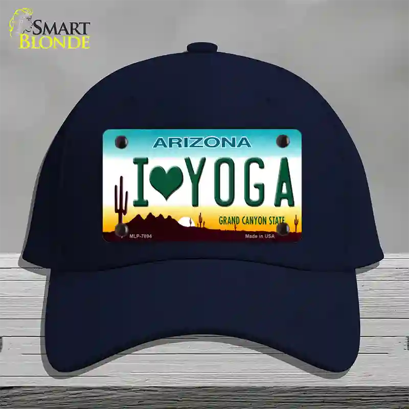 I Love Yoga Novelty License Plate Hat Cotton / Navy